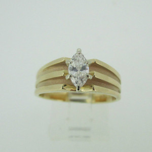 14k Yellow Gold Approx .40ct Marquise Cut Diamond Solitaire Ring Size 7 3/4 