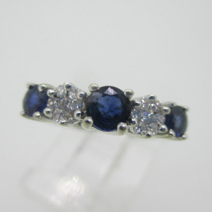 14K White Gold Chuck Clemency Sapphire Diamond Ring Size 7.25