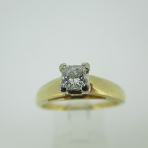  14k Yellow Gold Approx .40ct Princess Cut Solitaire Diamond Ring Size 9 1/4