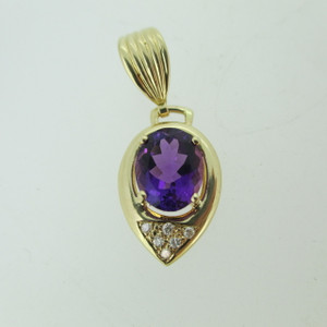 14k Yellow Gold Amethyst Pearl Enhancer Pendant