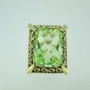 Vintage 10k Yellow Gold Created Green Stone Fashion Ring Size 6
