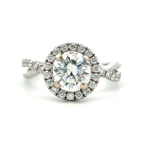 14k White Gold Uneek GIA Certified 1.01ct Round Brilliant Cut Diamond Ring with Halo Accents Size 6 1/4 14k White Gold Uneek GIA Certified 1.01ct Round Brilliant Cut Diamond Ring with Halo Accents Size 6 1/4