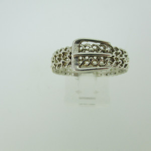 Sterling Silver Buckle Ring with Textured Sides Size 10 