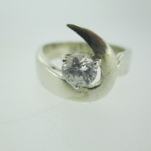 Sterling Silver Ring Clear CZ Center Stone Size 8