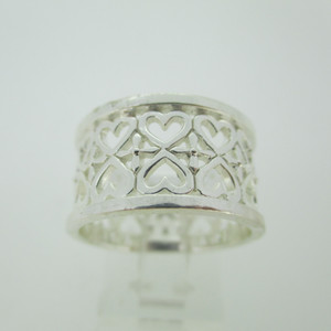 Sterling Silver Ring with 24 Hearts Size 8 1/4