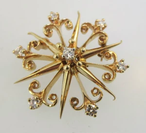 14k Yellow Gold with .35ct TW Round Brilliant Cut Diamond Accents on Brooch