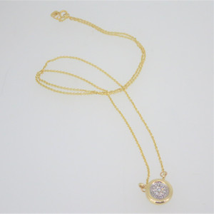 14k Yellow & White Gold Diamond Cluster Anchored Pendant Necklace