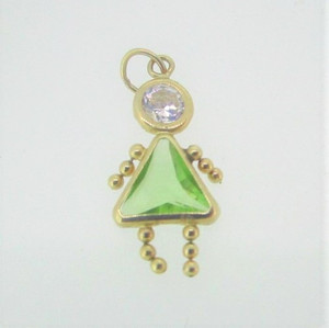 14k Yellow Gold Created Peridot August Birthstone Girl Pendant Charm 14k Yellow Gold Created Peridot August Birthstone Girl Pendant Charm