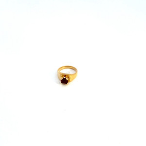 14k Yellow Gold Created Garnet Red Stone January Birthstone Ring Charm