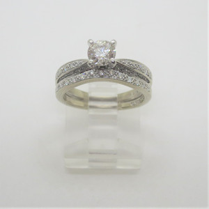 14k White Gold Approx .60ct Kessler 81 Diamond Engagement Ring & Band Size 5 1/2