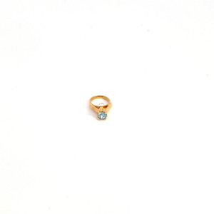 14k Yellow Gold Created Blue Zircon December Birthstone Charm Ring