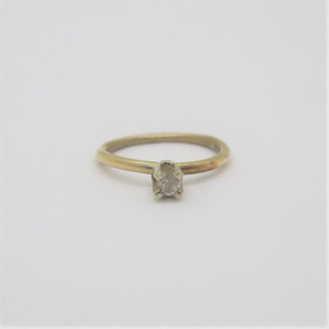14k Yellow Gold Created Diamond April Birthstone Ring Charm