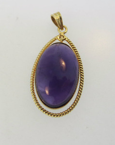 14k Yellow Gold Large Amethyst Pendant