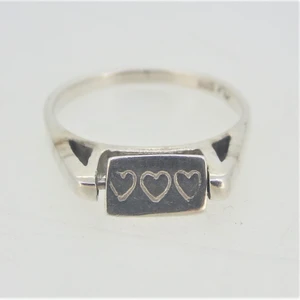Sterling Silver Love Kiss Hearts Flip Ring  Sz 6.75