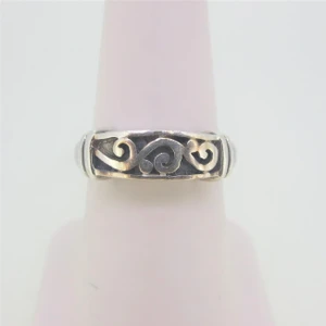 Sterling Silver  Square w Swirls Design Ring  Sz 8.0