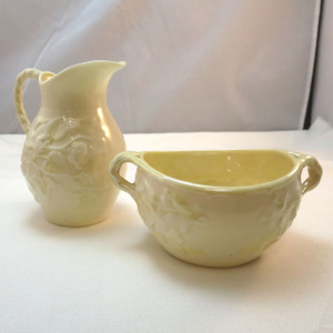 Vintage Belleek Porcelain Floral Pattern Milk Creamer Pitcher