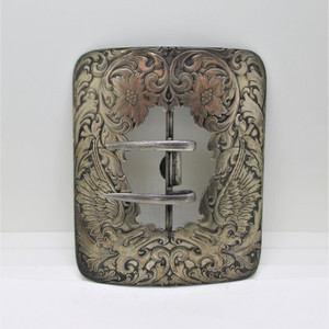 R. Blackinton & Co Sterling Silver Mirrored Image Floral Design Belt Buckle