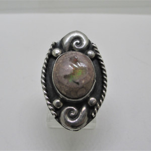 Sterling Silver Swirl Design Boulder Opal Ring Size 6.5