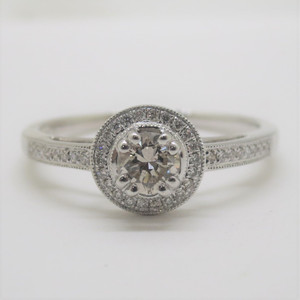14k White Gold .50ct TW Diamond Halo Engagement Ring Size 9