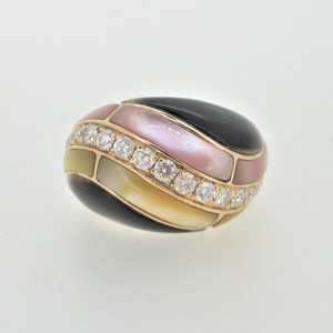 Cirari Couture Jewels 14K Y Gold South Sea Pearls Fancy Inlay Diamond Fashion Ring Sz 7