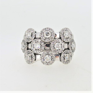 Sonia Bitton 14K White Gold APP 2cttw Round Diamond Halo Cluster Flex Ring Size 8