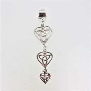 Sterling Silver Celtic Knot Cascading 3 Heart Pendant