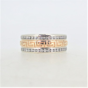 Camelot Two Tone Geometric Design 2.0cttw Diamond Accented Eternity Band Size 7