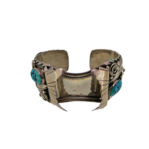 Allen Chee Sterling Silver Native Turquoise Watch Cuff Bracelet