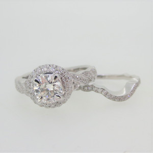 14k White Gold .70ct Diamond Braid Twist Design Wedding Rings Bridal Set Size 6