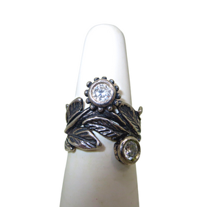 Sterling Silver w/ CZ Wrapped Leaves Ring 6.5 Sterling Silver w/ CZ Wrapped Leaves Ring 6.5