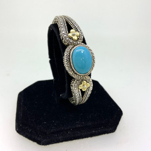 Sterling Silver 18K Turquoise Bixby Cuff Bracelet Sterling Silver 18K Turquoise Bixby Cuff Bracelet
