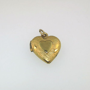 Vintage Yellow Gold Tone Petite Tiny Heart Watch Fob Locket Charm Empty Unsigned
