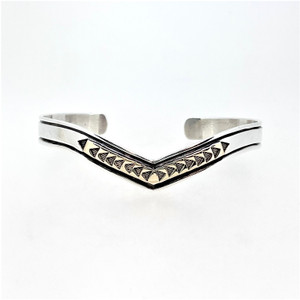 Sterling Silver and 14K Rogers and Tas Navajo Cuff Sterling Silver and 14K Rogers and Tas Navajo Cuff