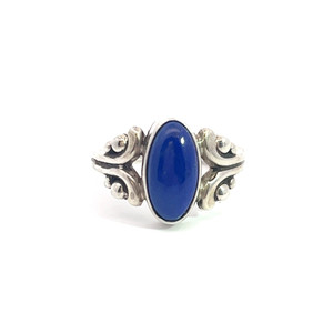 Sterling Silver Oval Lapis Ring Size 8.25