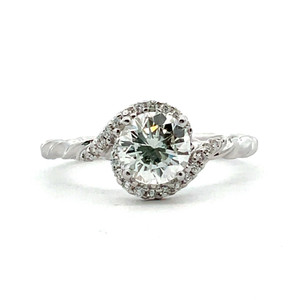 ArtCarved 14K W Gold GIA Cert 1.02ct Round Diamond Twisted Band Engagement Ring Sz 6.5