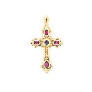 14K Yellow Gold with Iolite and Rhodolite Cross Pendant 14K Yellow Gold with Iolite and Rhodolite Cross Pendant