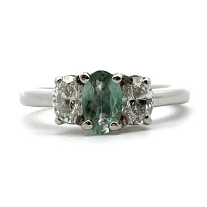 Platinum Diamond APP .50 Cttw & Natural Alexandrite 3 Stone Ring Size 6.5