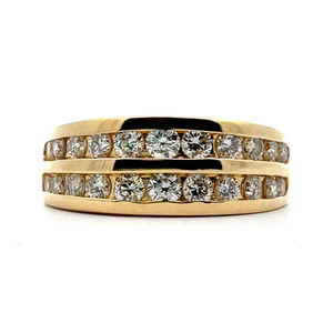 18K Y Gold Diamond AP 1CTTW Double Channel Set Band Ring Size 6