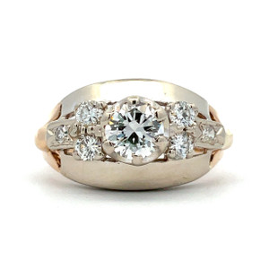 14K 2 Tone Gold European Cut Diamond AP .50 CT Engagement Ring Size 5.75
