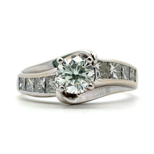 14K W Gold Diamond AP 1.25 CTTW Invisible Channel Set Engagement Ring Size 7.75