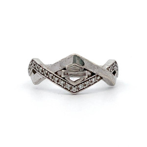 Harley Davidson Logo CZ Sterling Silver Ring Size 7.75 Harley Davidson Logo CZ Sterling Silver Ring Size 7.75