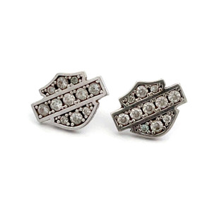 Sterling Silver CZ Harley Davidson Stud Earrings Sterling Silver CZ Harley Davidson Stud Earrings