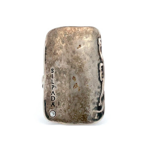 Sterling Silver Long Rectangle with CZ Accent Silpada Ring Size 8.5 Sterling Silver Long Rectangle with CZ Accent Silpada Ring Size 8.5