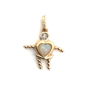 10K YG Diamond Created Opal October Birthstone Dangle Heart Person Charm 10K YG Diamond Created Opal October Birthstone Dangle Heart Person Charm