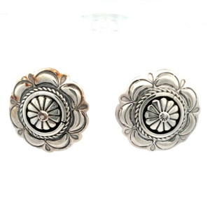 Suzie James Sterling Silver Wide Round Flower Earrings
