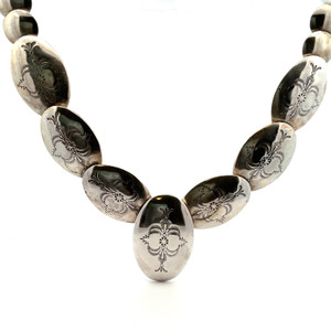 Quoc Trading Sterling Silver Oval Circle Beaded Necklace 21" Quoc Trading Sterling Silver Oval Circle Beaded Necklace 21"