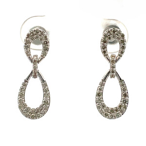 14K White Gold Diamond .51 TW Pave Drop Earrings