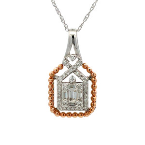 18K 2 Tone Gold Diamond .26 TW Cluster Bead Design Necklace 18" 18K 2 Tone Gold Diamond .26 TW Cluster Bead Design Necklace 18"