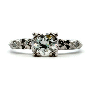 Platinum Diamond AP 1/2 CT Round Cut Vintage Setting Engagement Ring Size 7 1/4 Platinum Diamond AP 1/2 CT Round Cut Vintage Setting Engagement Ring Size 7 1/4