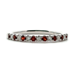 10k White Gold Garnet & Diamonds January Birthstone Stackable Band Ring Size 7 10k White Gold Garnet & Diamonds January Birthstone Stackable Band Ring Size 7
